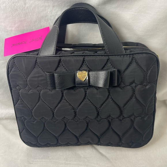 Betsey Johnson travel case black hearts, NWT - Picture 2 of 9